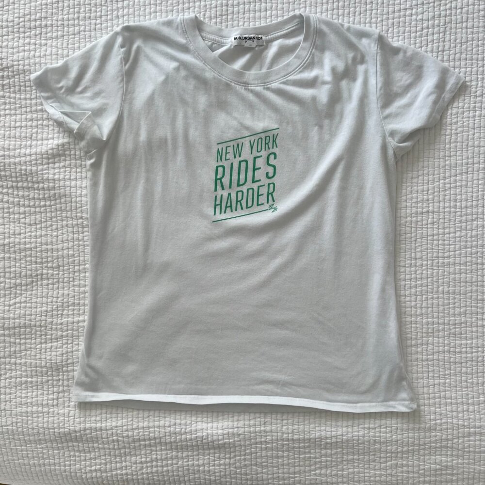 "New York Rides Harder" Swerve Fitness Women's T-shirt - medium
